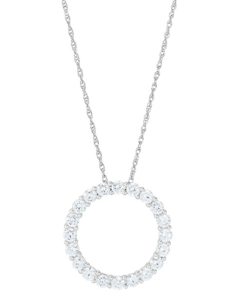 Lab Grown Diamond Circle Pendant Necklace (2 ct. t.w.) in 14k White Gold, 16" + 2" extender