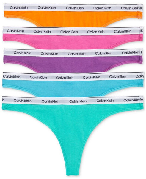 Women's 5-Pk. Modern Logo Low-Rise Thong Underwear QD5221