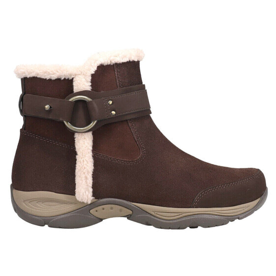 Easy Spirit Elinor Round Toe Zippered Pull On Booties Womens Brown Casual Boots