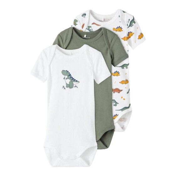 NAME IT Laurel Wreath Dino Baby Short Sleeve Body 3 Units