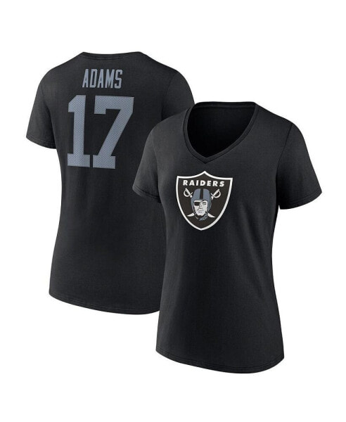 Women's Davante Adams Black Las Vegas Raiders Player Icon Name and Number V-Neck T-shirt