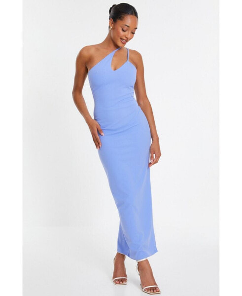 Women's Scuba Crepe One Shoulder Maxi Dress