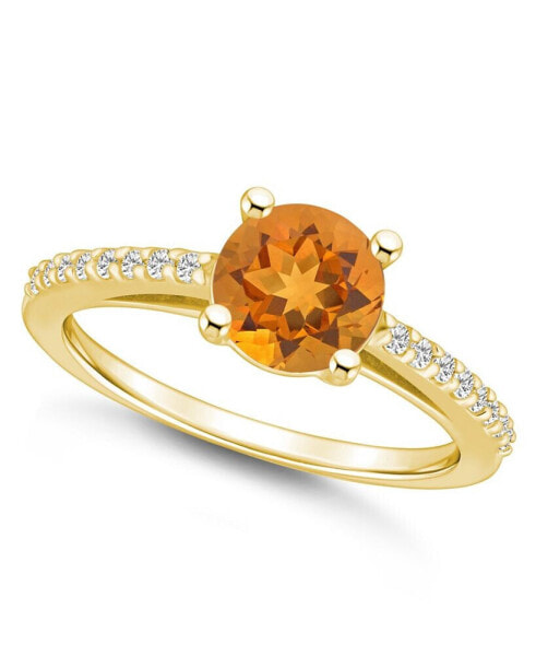 Citrine (1-1/4 ct. t.w.) and Diamond (1/6 ct. t.w.) Ring in 14K Yellow Gold