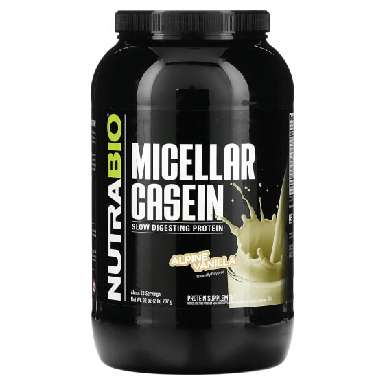 Протеин сывороточный NutraBio Micellar Casein, клубничное мороженое, 2 фунта (907 г)