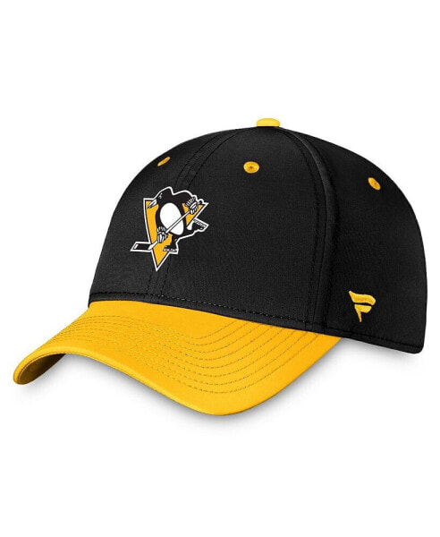 Головной убор Fanatics мужской черно-золотой Pittsburgh Penguins Authentic Pro Rink Two-Tone Flex Hat