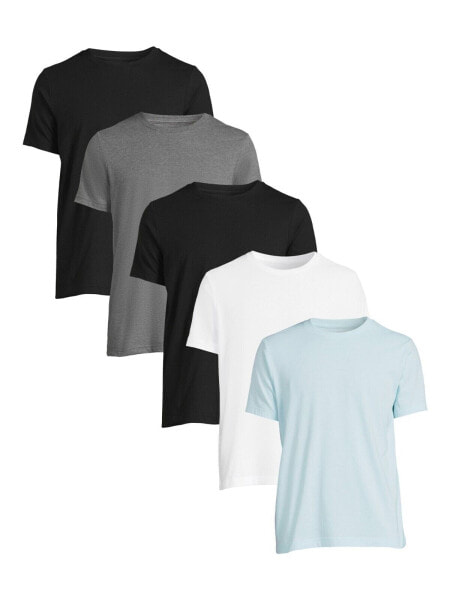 George T-Shirt Men's Small Multicolor Polyester Crew Neck Straight Hem 5-Pack