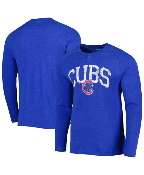 Men's Royal Chicago Cubs Inertia Raglan Long Sleeve Henley T-shirt