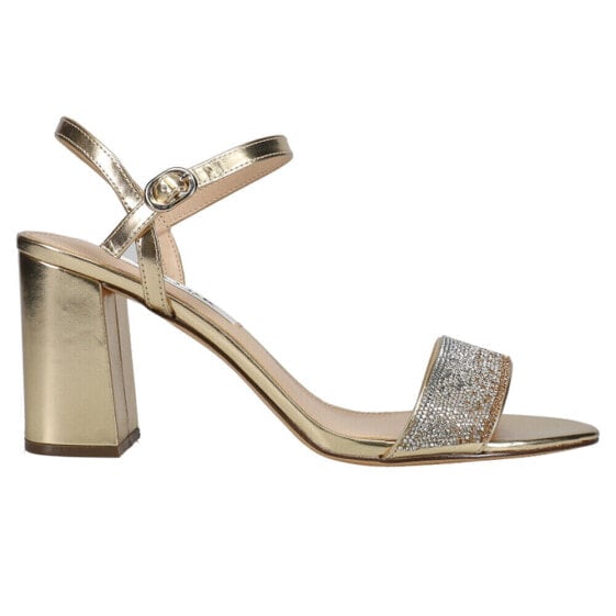 Nina Haven Metallic Rhinestone Wedding Block Heels Womens Gold Dress Sandals HA