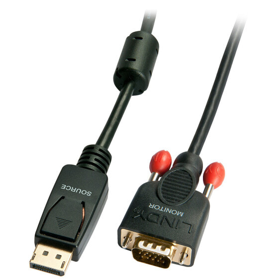 Lindy 0.5m DisplayPort to VGA Adaptercable - 0.5 m - VGA (D-Sub) - DisplayPort - Male - Male - Gold