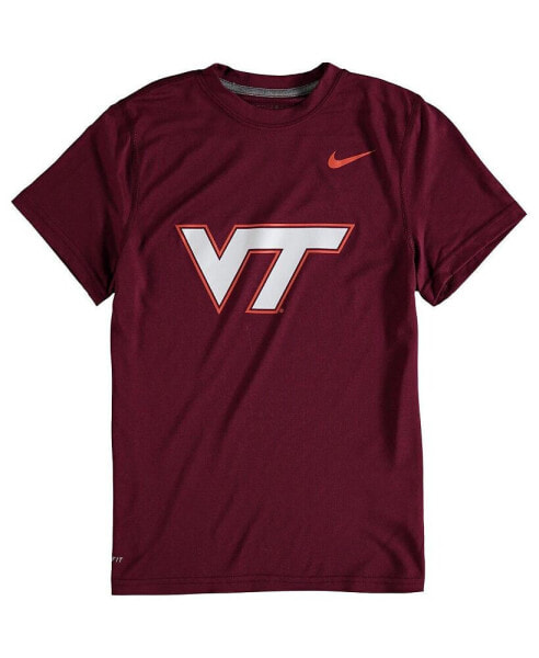 Big Boys Maroon Virginia Tech Hokies Logo Legend Performance T-shirt