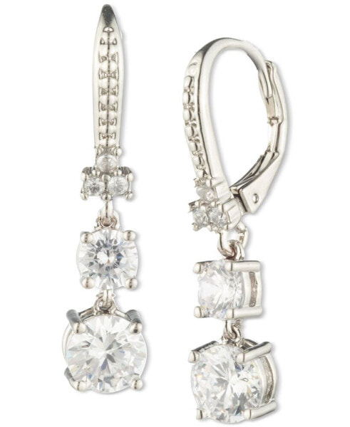 Cubic Zirconia Double Drop Earrings