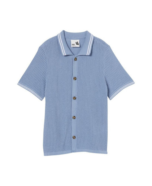 Toddler and Little Boys Knitted Short Sleeve Shirt