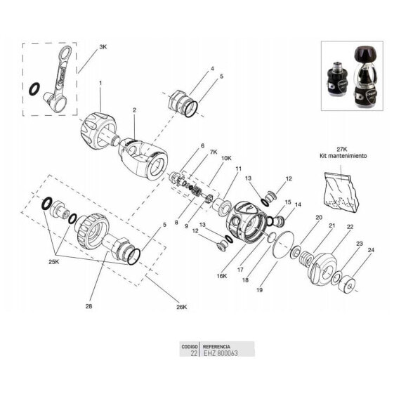 Первая ступень закрытия базы регулятора Cressi MC5-MC9