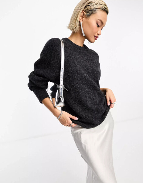 & Other Stories alpaca relaxed jumper in dark grey melange