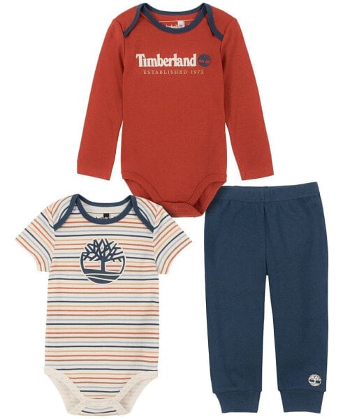 Baby Boys Solid, Stripe Bodysuits and Solid Joggers, 3 Piece Set