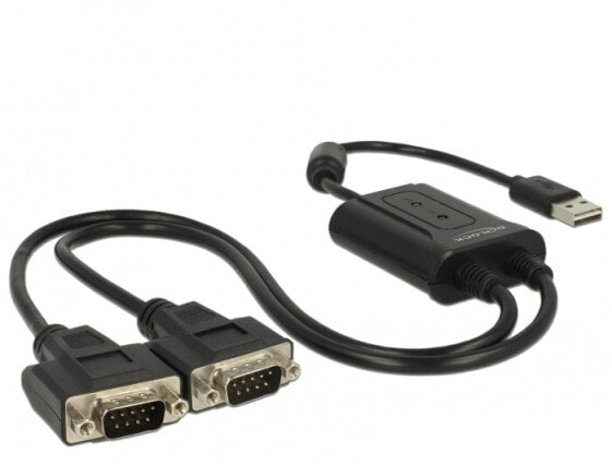 Delock 63950, Black, 0.6 m, USB 2.0 Type-A, 2 x RS-232 DB9, Male, Male