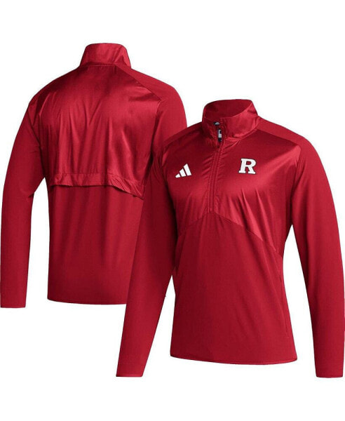 Men's Scarlet Rutgers Scarlet Knights Sideline AEROREADY Raglan Sleeve Quarter-Zip Jacket