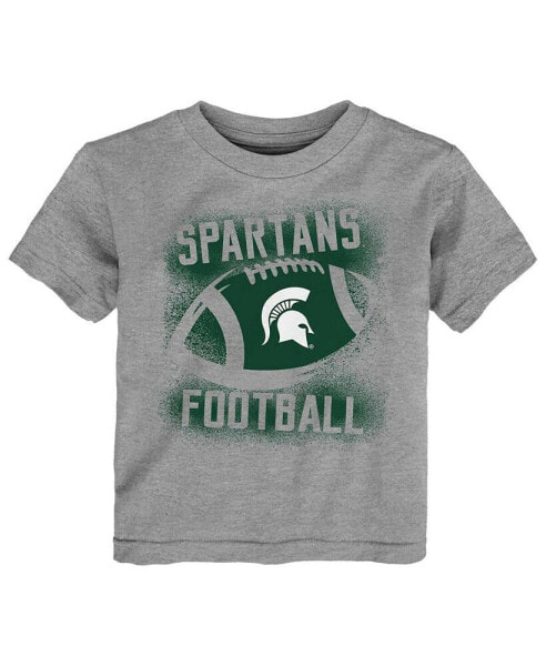 Toddler Boys and Girls Heather Gray Michigan State Spartans Stencil T-shirt