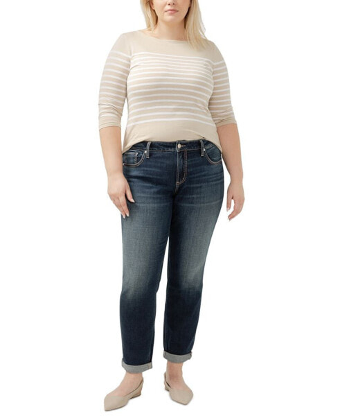 Plus Size Mid-Rise Boyfriend Jeans