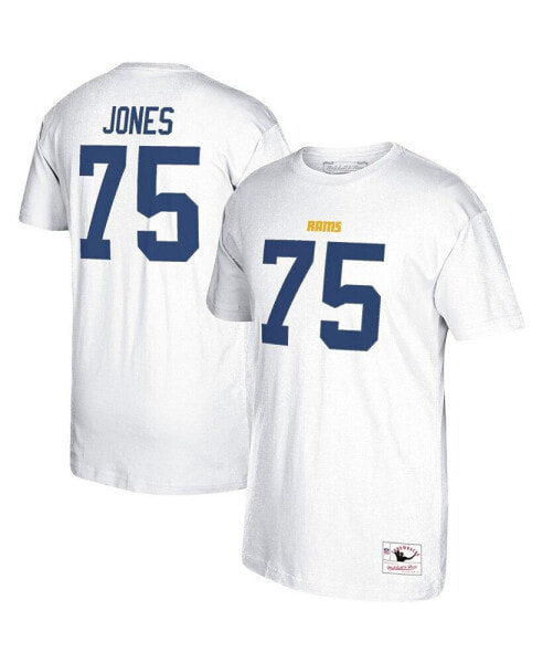 Men's Deacon Jones White Los Angeles Rams Retired Player Logo Name and Number T-shirt