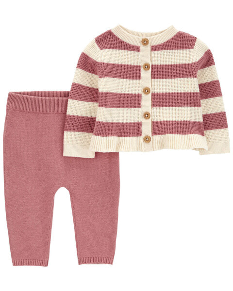 Baby 2-Piece Striped Cardigan & Pant Set 6M