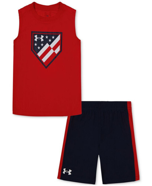 Toddler & Little Boys UA Freedom Flag Graphic Tank Top & Shorts, 2 Piece Set