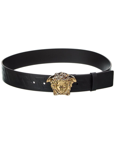 Versace La Medusa Greca Leather Belt Men's Black 75