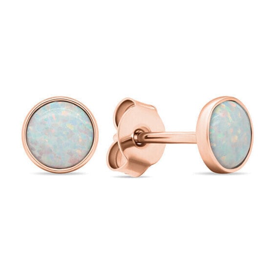 Charming bronze stud earrings with synthetic opals EA579R