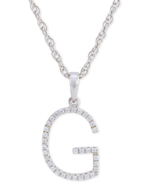 Diamond (1/10 ct. t.w.) Initial Pendant Necklace in 10k White Gold, 16" + 2" extender