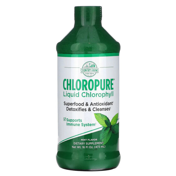 Хлорофилл жидкий Chloropure, мятный, 473 мл (16 ж. унц.) от Country Farms