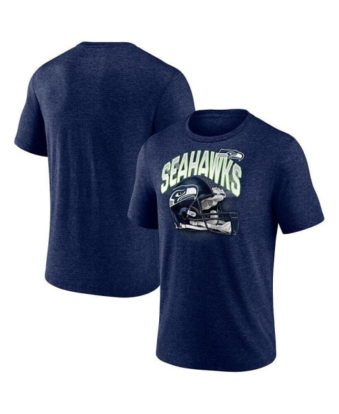 Men's Heathered College Navy Seattle Seahawks End Around Tri-Blend T-shirt