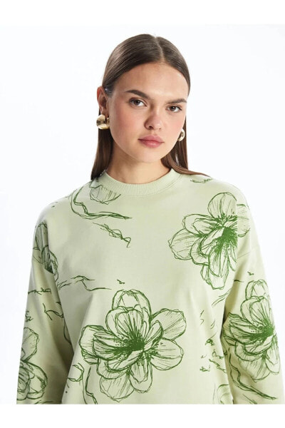 Туника женская LCW Modest Bisiklet Yaka Desenli Sweatshirt