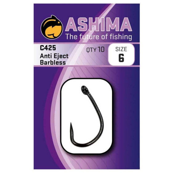 ASHIMA FISHING C425 Anti-Eject Barbless Single Eyed Hook