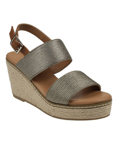 Women's Ellis Metallic Double Band Slingback Espadrille Wedge Sandals