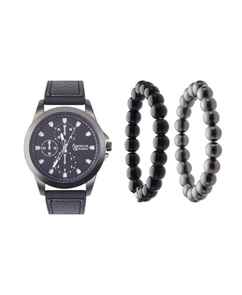 Часы и аксессуары American Exchange Наручные часы кварцевые мужские черного цвета 47 мм со стеклянным браслетом и чехлом