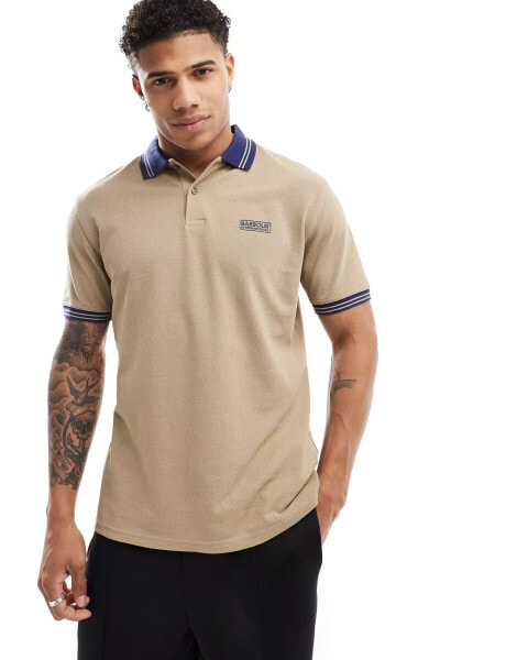 Barbour International Tracker tipped polo shirt in stone