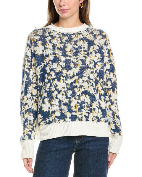 Lafayette 148 New York Jacquard Crewneck Cashmere Sweater Women's