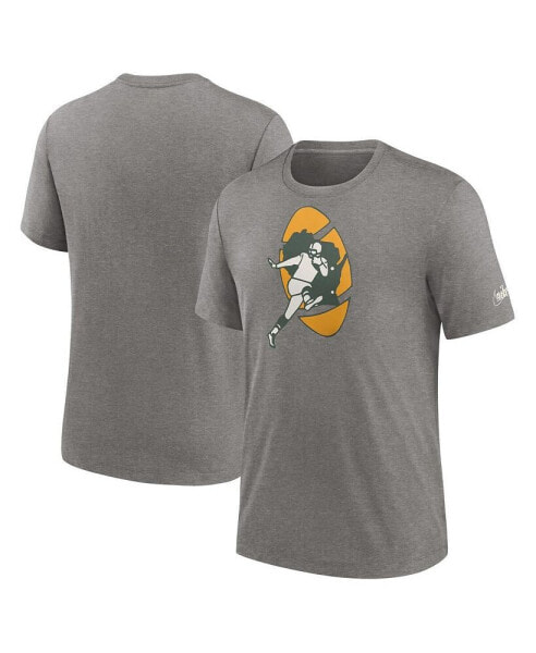 Men's Heather Charcoal Green Bay Packers Rewind Logo Tri-Blend T-shirt