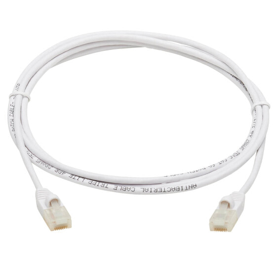 Tripp N261AB-S07-WH Safe-IT Cat6a 10G Snagless Antibacterial Slim UTP Ethernet Cable (RJ45 M/M) - White - 7 ft. (2.13 m) - 2.13 m - Cat6a - U/UTP (UTP) - RJ-45 - RJ-45