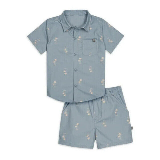 2Pcs Modern Moments by Gerber Woven Shirt and Short Set Toddler Boy 3T Blue