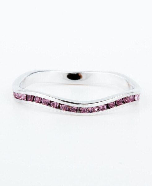 Crystal Birthstone Stackable ring in Sterling Silver