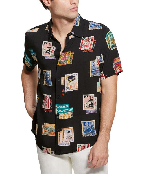 Men's Rayon Post Card Short Sleeve Shirt