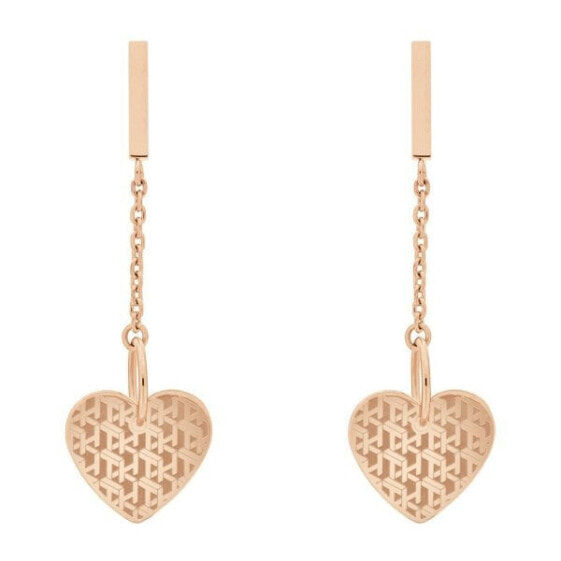 Gold-plated steel earrings with heart pendant TH2780304