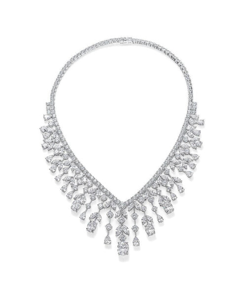 Art Deco Style Design Bridal Jewelry Multi Teardrop AAA CZ Statement Spray Bib Collar Necklace For Women