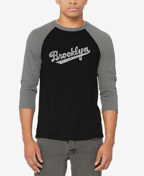 Men's Raglan Baseball Word Art Brooklyn Neighborhoods T-shirt