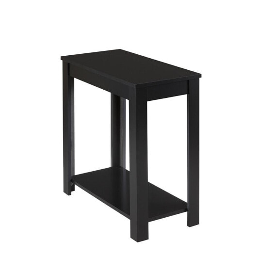 Wooden Charcoal Finish Chairside Table with Open Bottom Shelf