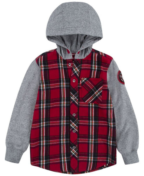 Куртка для малышей Levi's рубашка клетчатая с капюшоном и длинным рукавом
