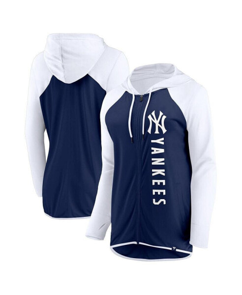 Women's Navy, White New York Yankees Forever Fan Full-Zip Hoodie Jacket