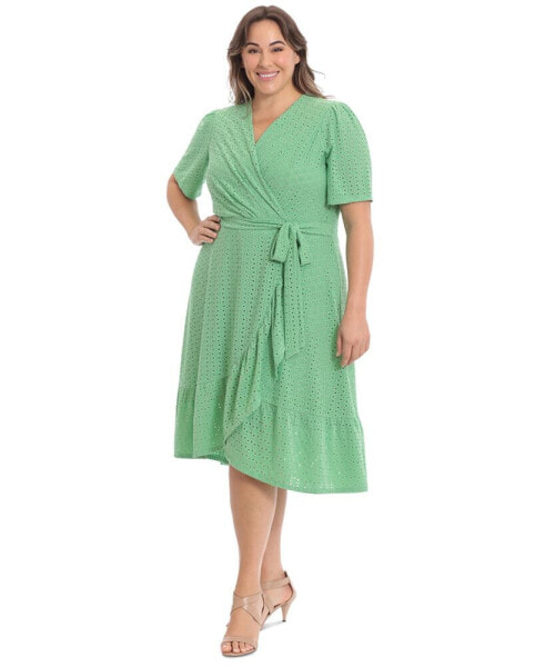 Plus Size Eyelet Wrap Dress