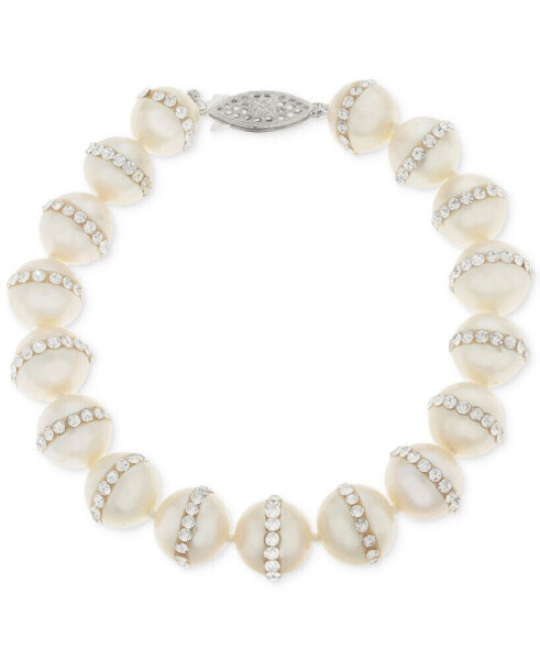 Cultured Freshwater Pearl (9.5mm) and Crystal Bracelet